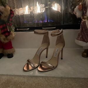 Metallic Nappa Jimmy Choo Shoe with Jewel Trim.